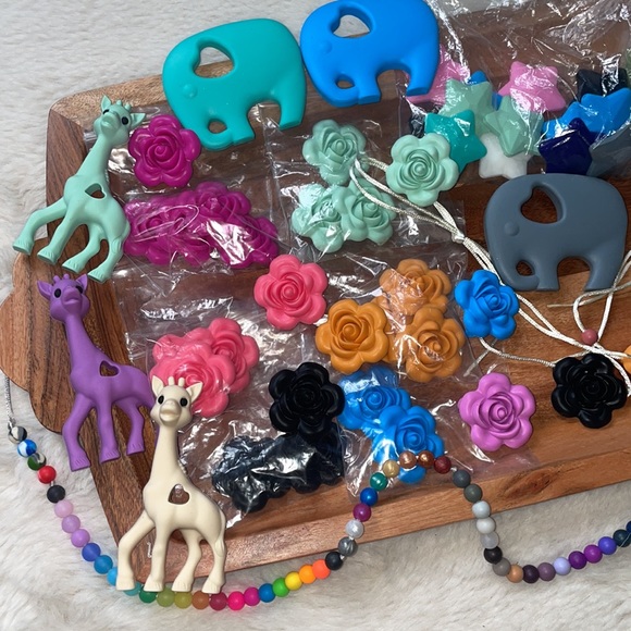 Silicone Teethers Teething Beads Pacifier Clips DIY Teething Jewelry - Picture 5 of 17